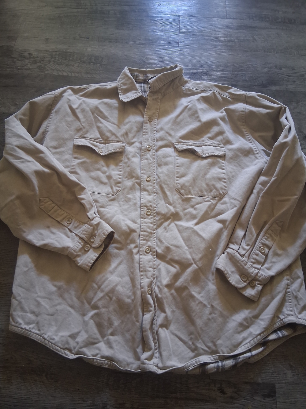 Northcrest Men's Light Beige Button-Up Shirt Jacket